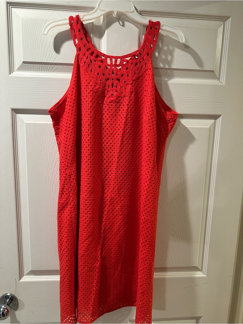 Max Studio Red Crochet Midi Dress